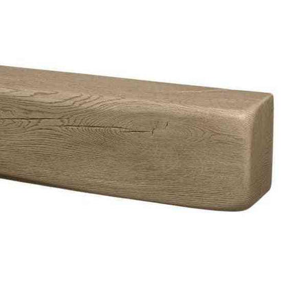 Close-up of Geocast light oak effect mineral composite beam with natural wood grain texture