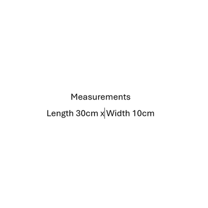 Dimensions label for 30cm cast iron fireplace cleaning set
