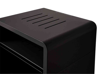 Black modern bio ethanol stove with sleek design and vented top, ideal for stylish indoor heating, SKU: 25492