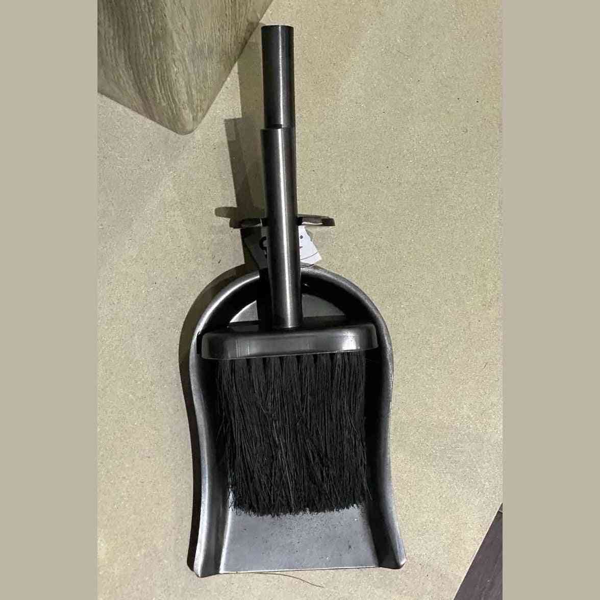 Mortimer galvanised brush and shovel set for fireplace cleaning top-down view