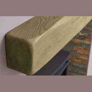 Close-up of 54-inch Geocast oak effect fireplace beam with wood grain texture