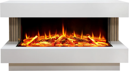 Proflame Monroe 1000 Electric Fireplace Suite with Acoustic Oak Panels - Smooth White