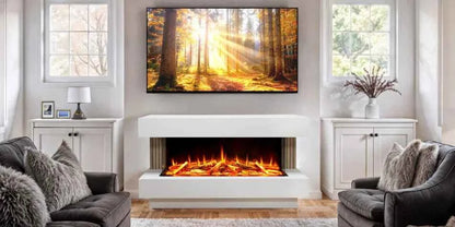 Proflame Monroe 1000 Electric Fireplace Suite with Acoustic Oak Panels - Smooth White