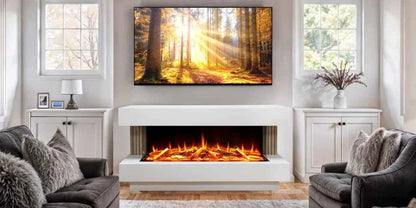 Proflame Monroe 1250 Electric Fireplace Suite with Acoustic Oak Panels - Smooth White
