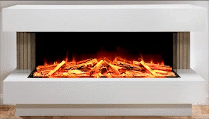 Proflame Monroe 1000 Electric Fireplace Suite with Acoustic Oak Panels - Smooth White