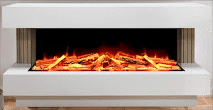 Proflame Monroe 1250 Electric Fireplace Suite with Acoustic Oak Panels - Smooth White