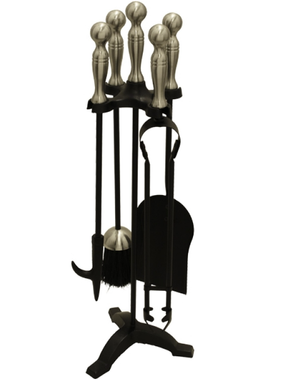Ball Top Traditional Fireplace Companion Set – Black & Pewter (59cm)