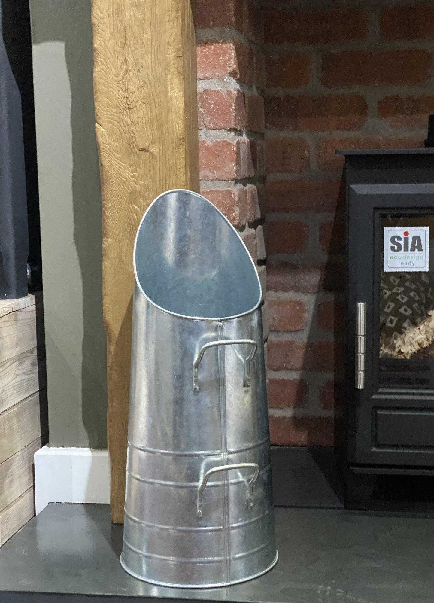 Traditional Zinc Coal Hod 53.5cm Fireplace Coal Bucket – 30cm Diameter