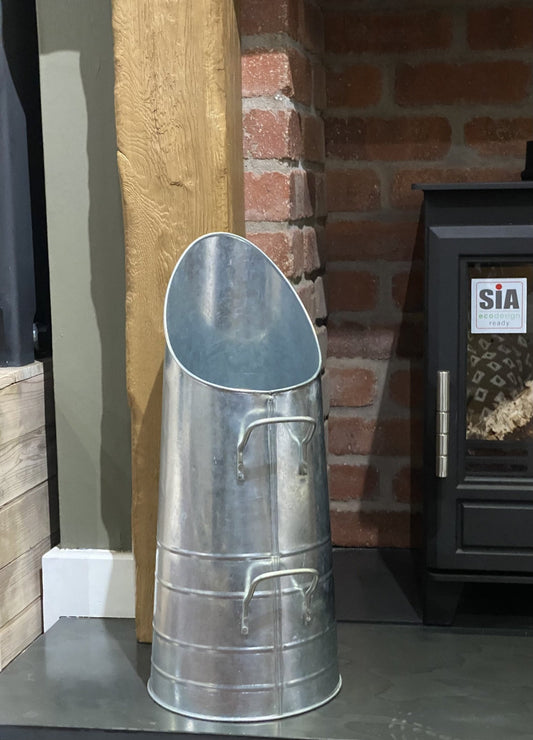 Traditional Zinc Coal Hod 53.5cm Fireplace Coal Bucket – 30cm Diameter