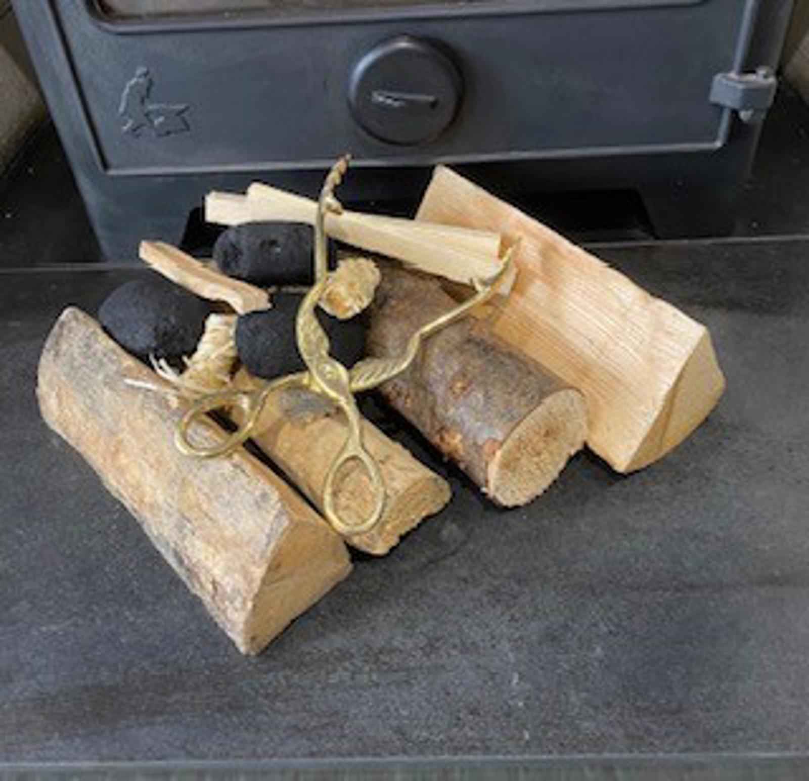 Brass Coal Tongs 26.5cm – Fireplace Tool for Log Burner & Open Fire