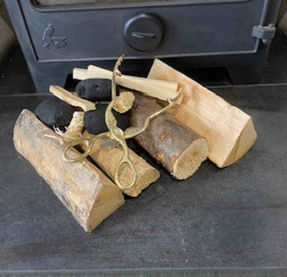Brass Coal Tongs 26.5cm – Fireplace Tool for Log Burner & Open Fire