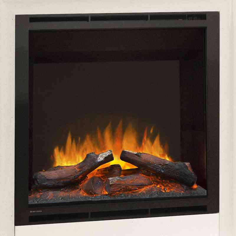 Elsie 900 electric fire insert realistic logs and glowing embers in black frame