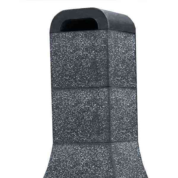 Dark grey speckled chimney cap on Woodford Sorrento outdoor fireplace