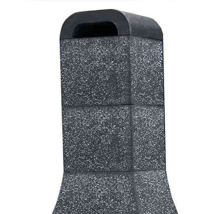 Dark grey speckled chimney cap on Woodford Sorrento outdoor fireplace