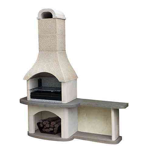 White background studio shot of Woodford Verona masonry barbecue with integrated side table