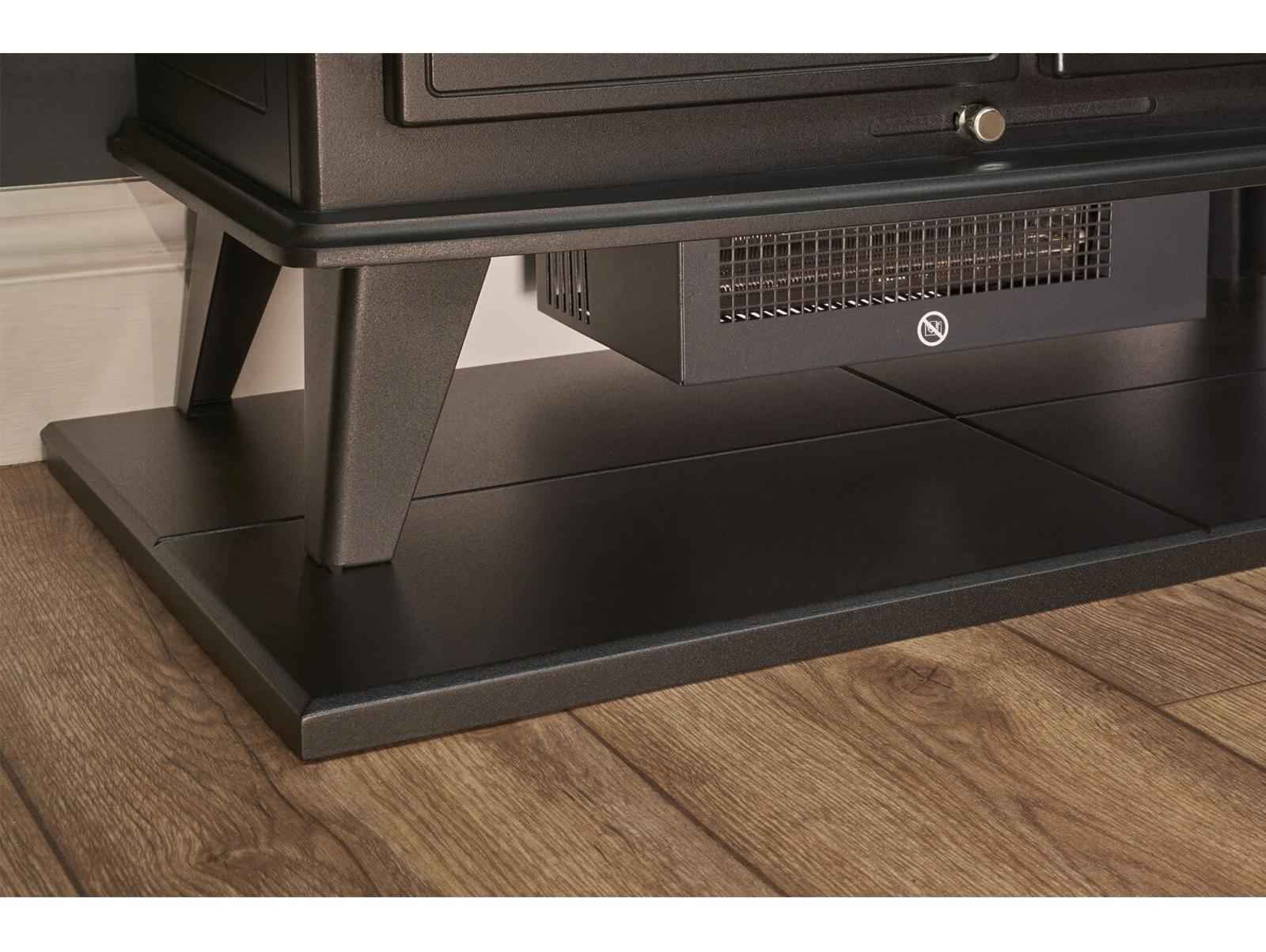 Adam Oak Beam, Black Hearth & Decorative Stove Pipe Set – Electric Stove Fireplace Surround