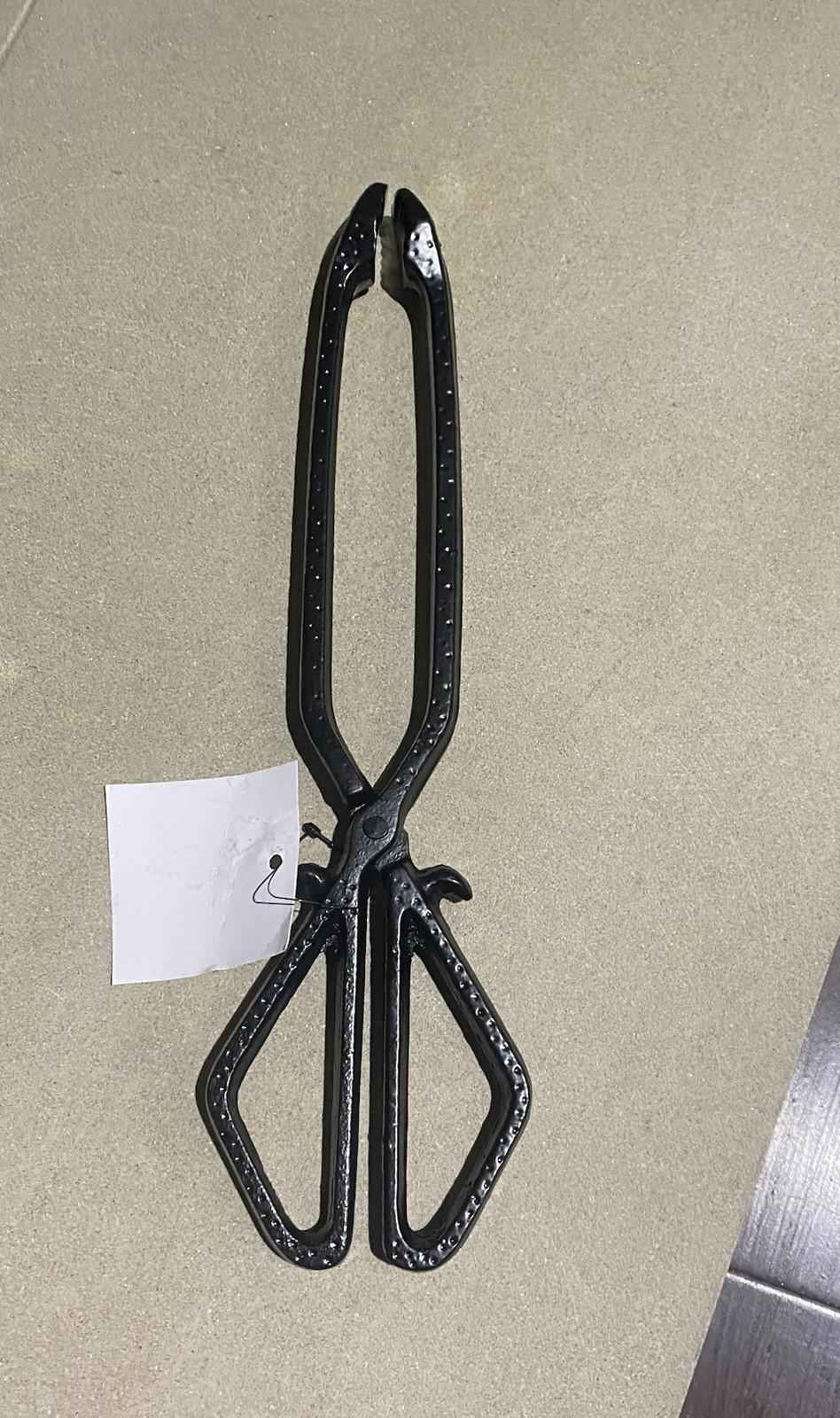 14" Black Cast Iron Coal & Log Tongs – Heavy Duty Fireplace Tool