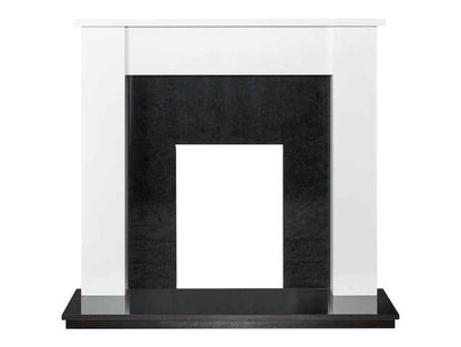 Adam Buxton 48-Inch Fireplace Suite | Pure White & Black Granite