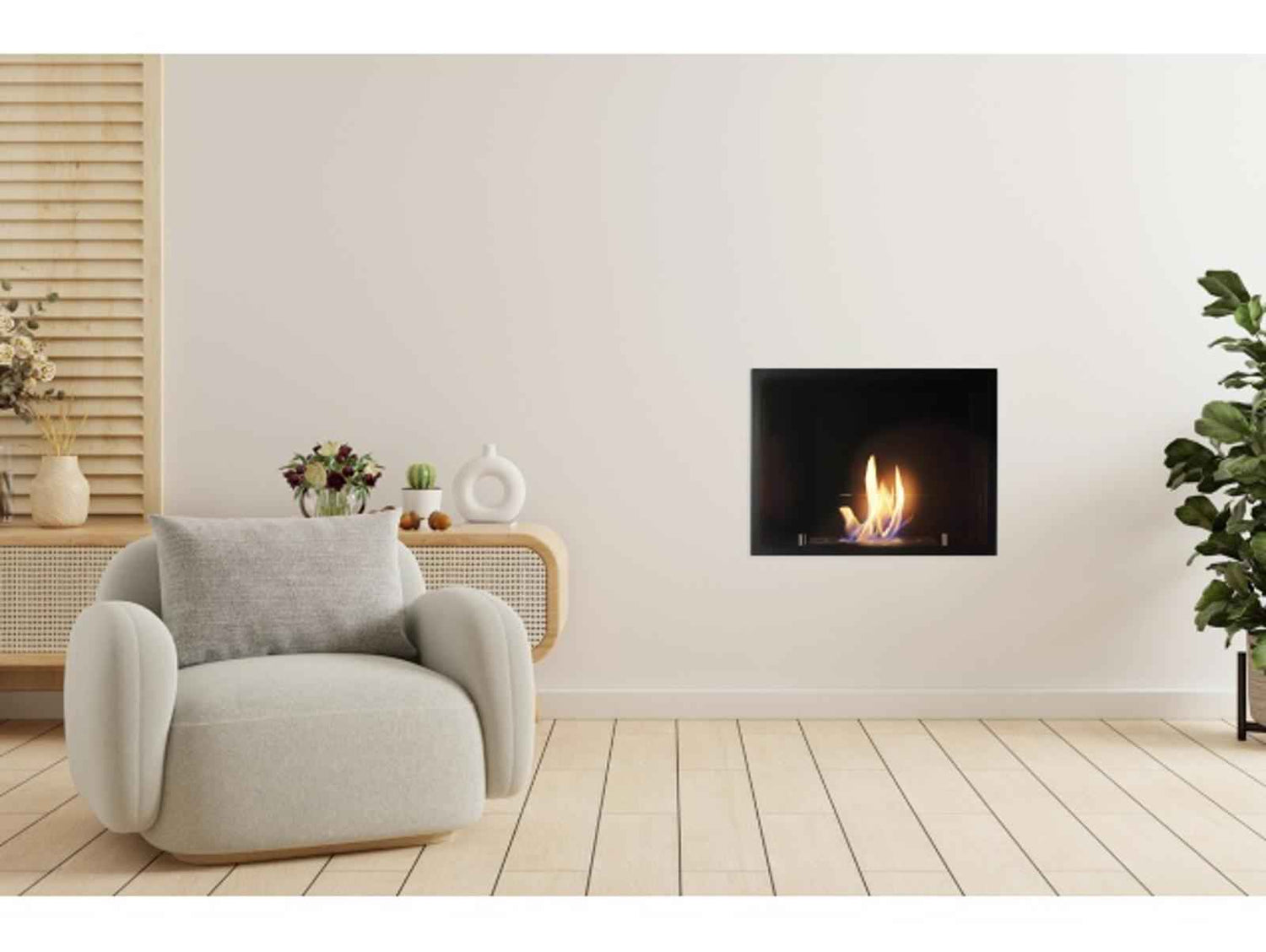 Adam Quatro Large Bio Ethanol Inset Fire 3kW Black Wall Fireplace Burner