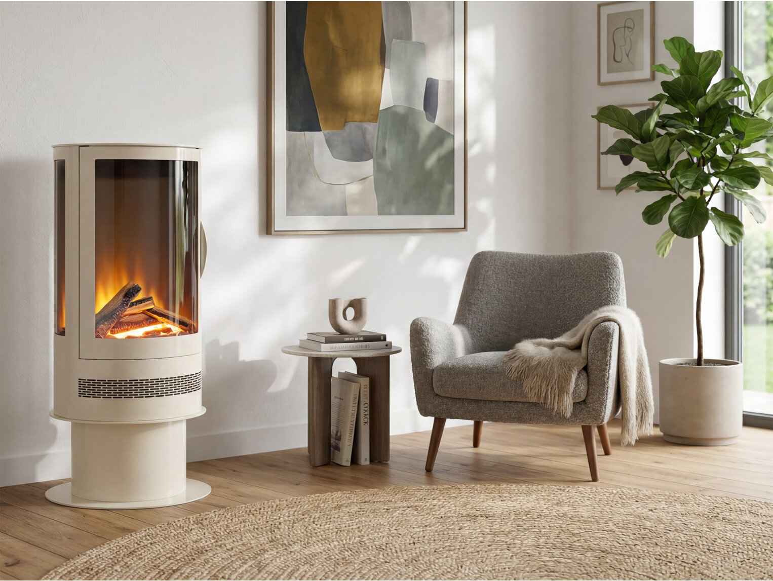 Aurora Infinity Cylinder Electric Stove with Remote - Cream 1.8kW