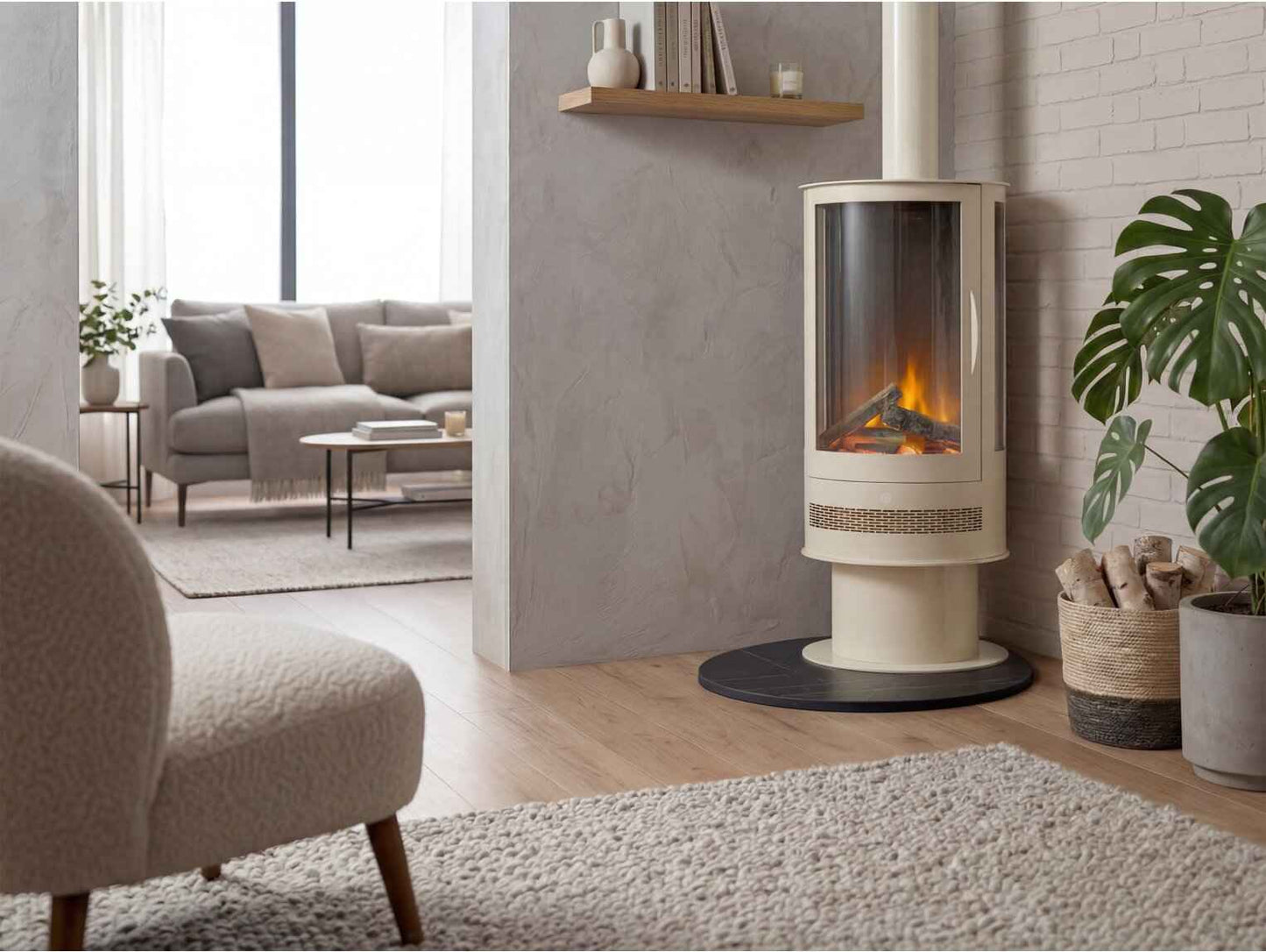 Aurora Infinity Cylinder Electric Stove with Remote - Cream 1.8kW