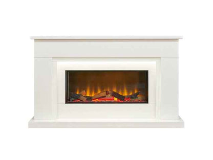 Aurora Novara White Marble Electric Fireplace Suite – 54"