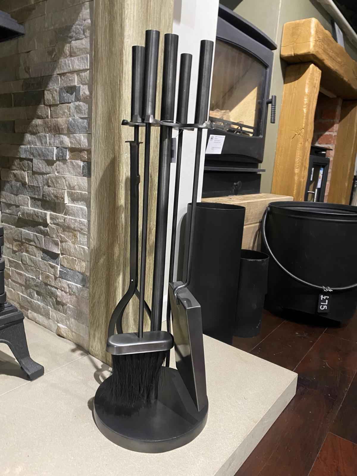 Mortimer Fireside Companion Set   Galvanised Steel (4-Piece Fireplace Tool Set