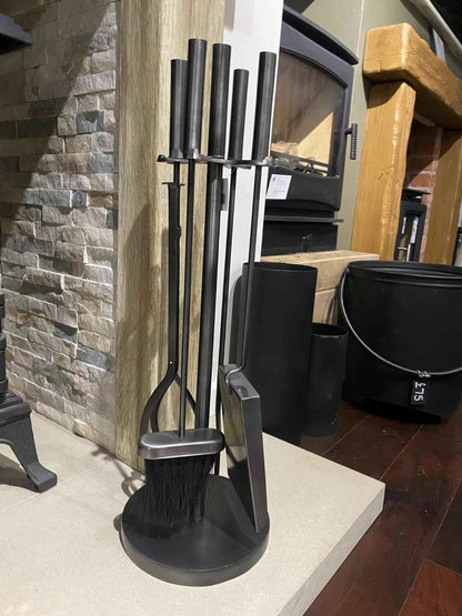 Mortimer Fireside Companion Set   Galvanised Steel (4-Piece Fireplace Tool Set