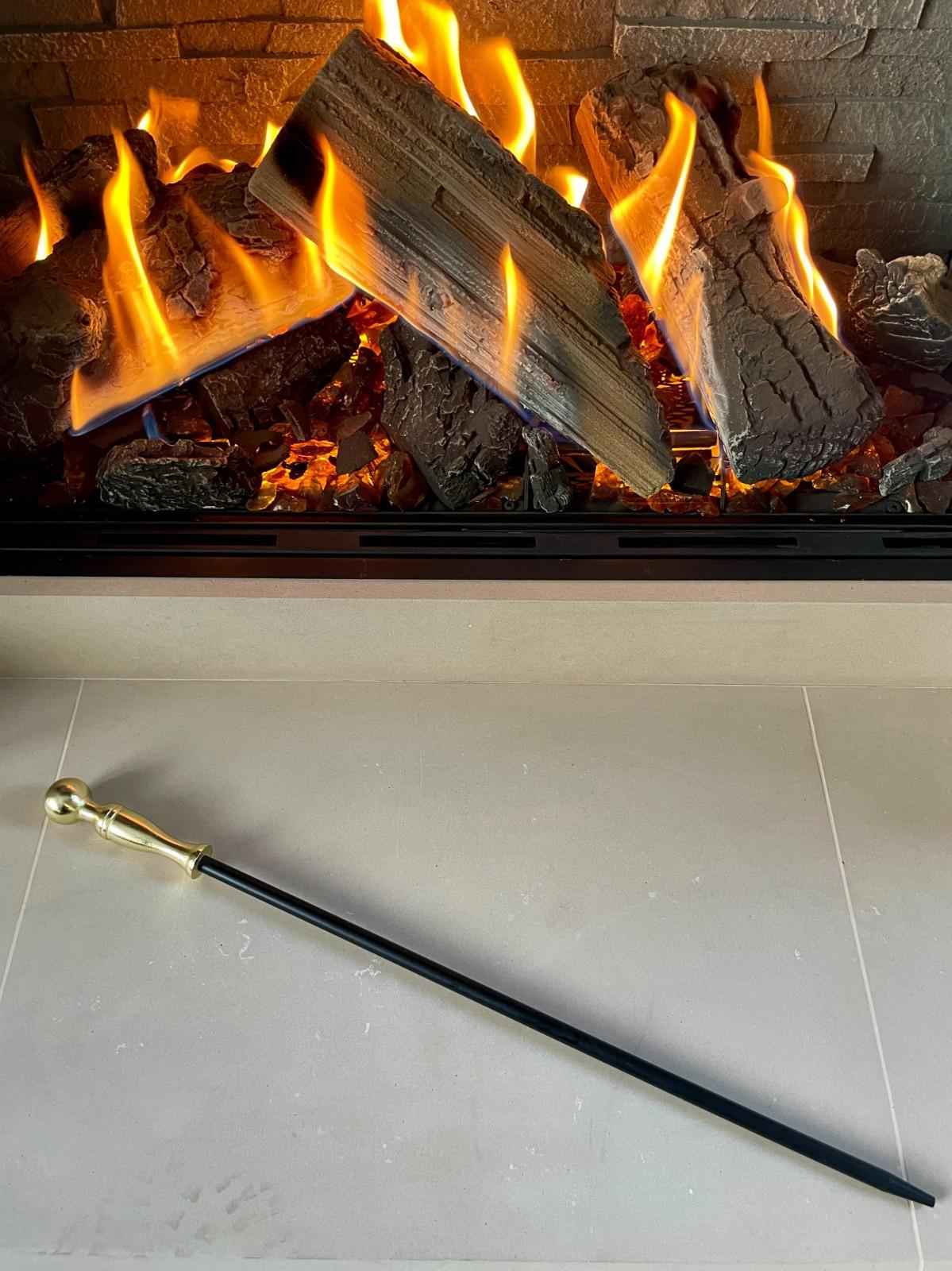 Calfire Round Tower Cast Iron Fire Poker – 22" Fireplace & Wood Burner Tool