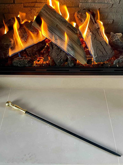 Calfire Round Tower Cast Iron Fire Poker – 22" Fireplace & Wood Burner Tool