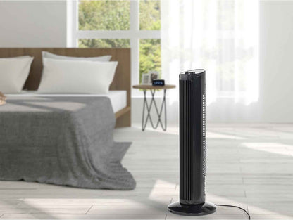 Black Tower Blade Fan – 29” Oscillating, 3 Speed Settings, Freestanding