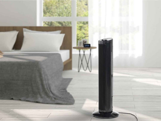 Black Tower Blade Fan – 29” Oscillating, 3 Speed Settings, Freestanding