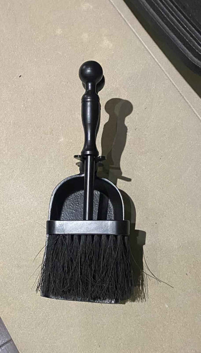 Modern Black Fireplace Ash Cleaning Set | Durable Cast Iron Shovel & Brush Heart