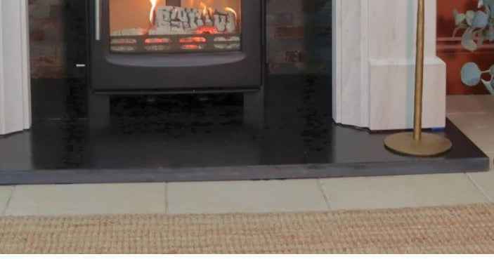 54-Inch Black Slate Hearth Set – 2-Piece Natural Stone Fireplace Base