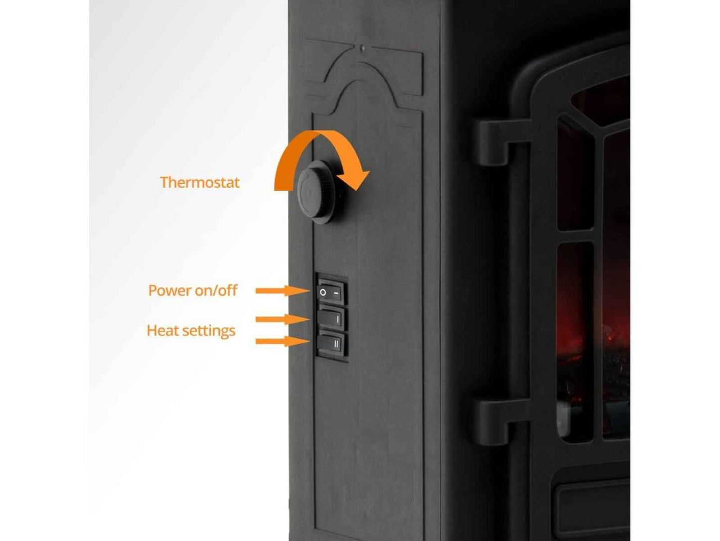 Sureflame Ripon Electric Stove – Black LED Flame Effect Heater (1.8kW)