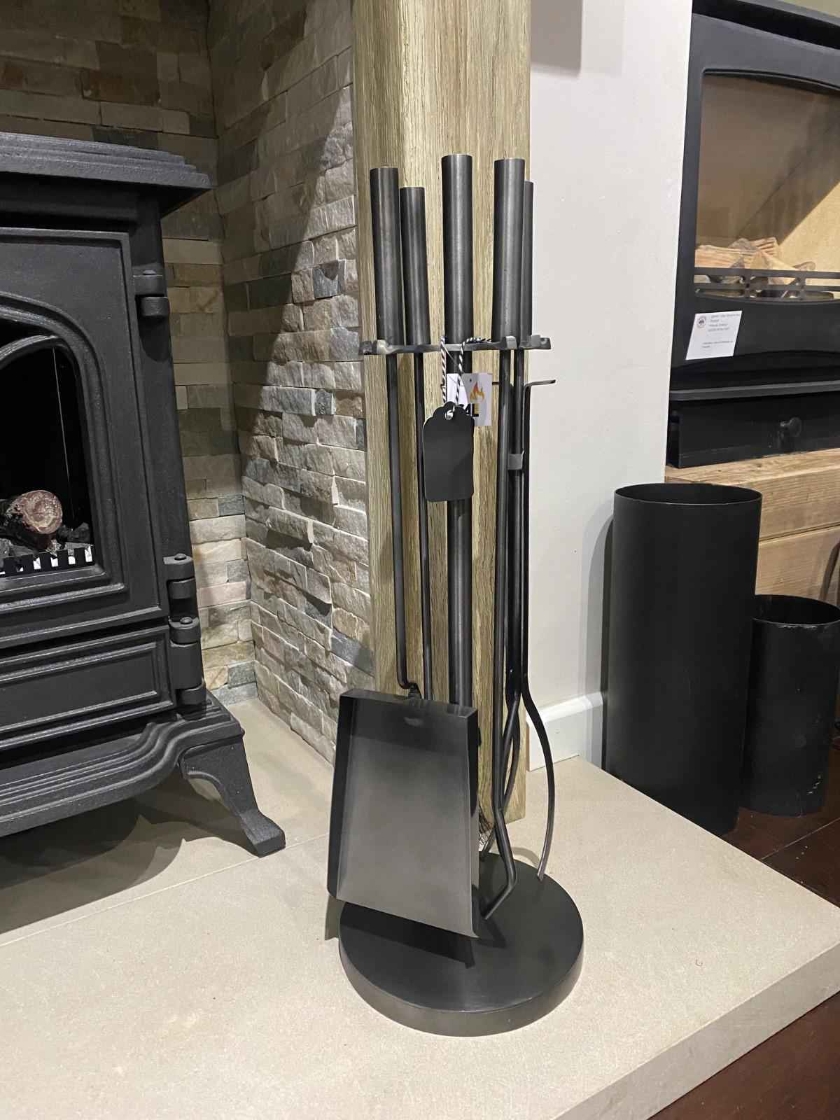 Mortimer Fireside Companion Set   Galvanised Steel (4-Piece Fireplace Tool Set