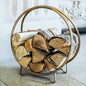 Ivyline Round Copper Log Holder Firewood Rack | Modern Iron Fireplace Storage |
