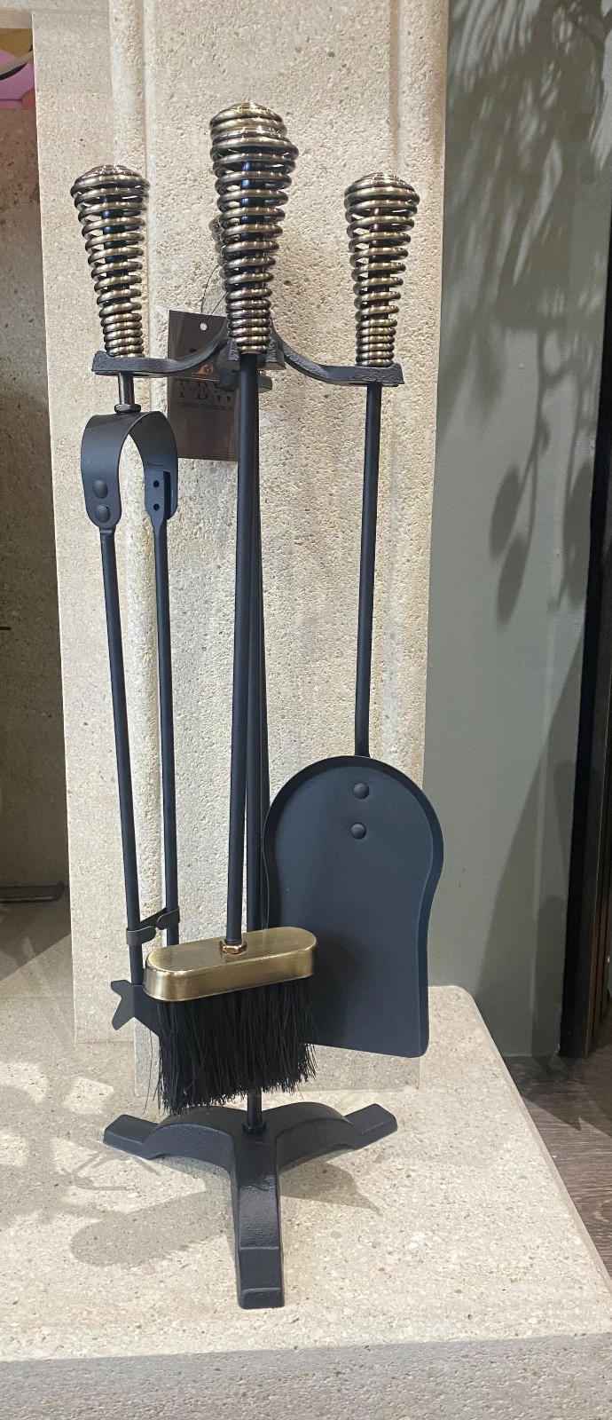 5-Piece Fireplace Tool Set – Black & Antique Silver Handles (63.5cm)