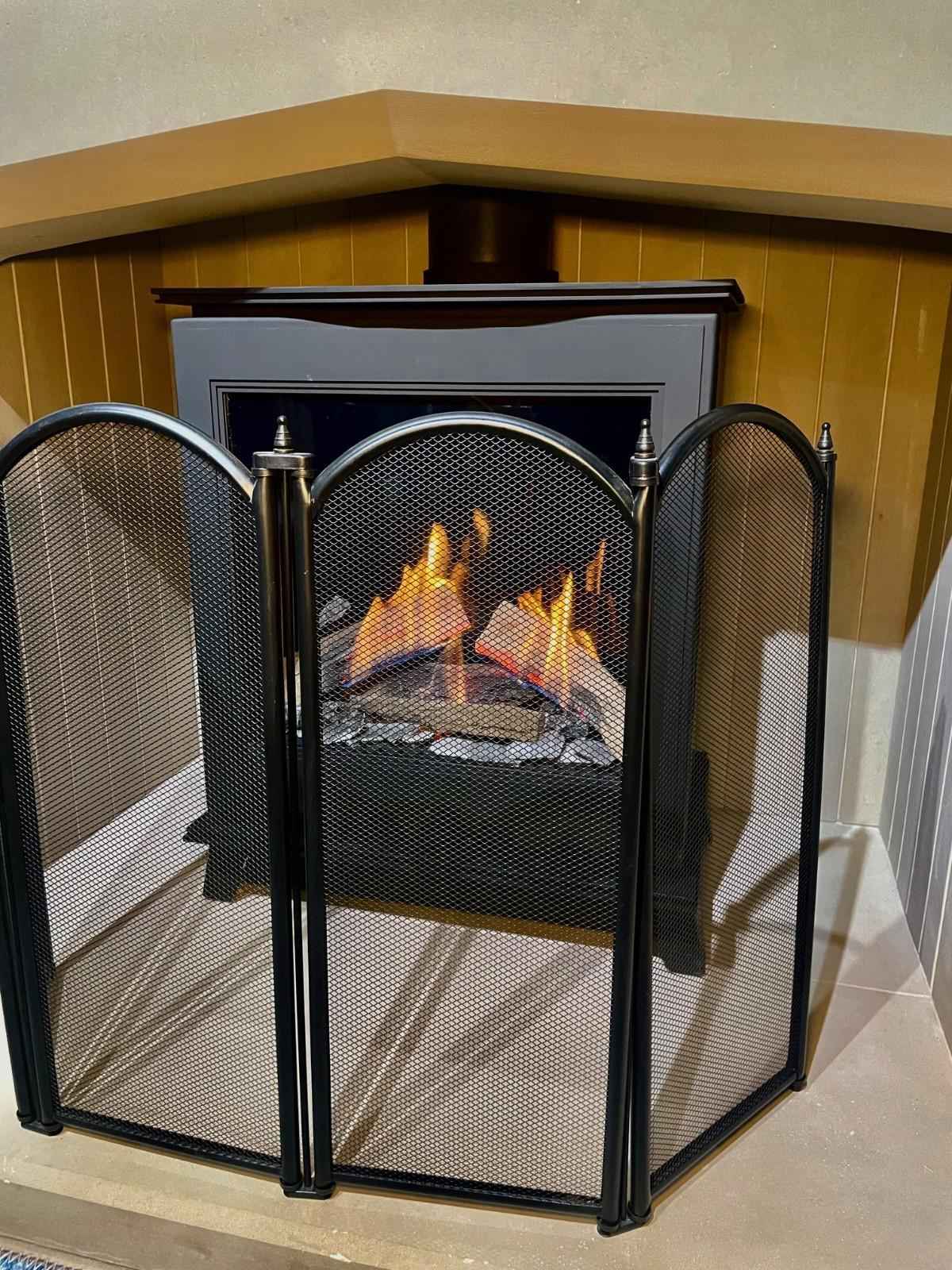Dynasty 4-Fold Fire Guard Screen Black Steel Mesh Fireplace Log Burner Hearth