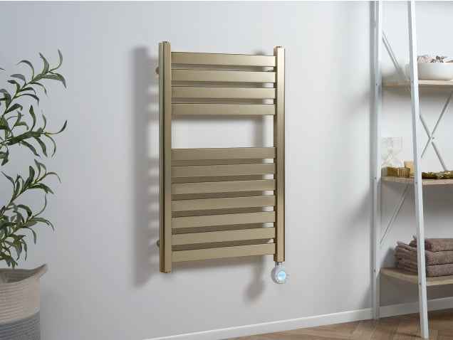 Eden Caldera 600W Electric Towel Radiator Brushed Brass 800x500mm WiFi Smart Heater