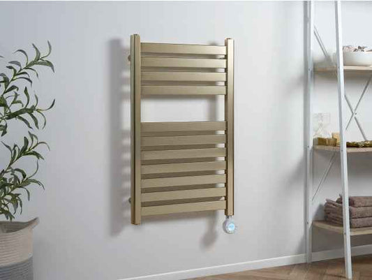 Eden Caldera 600W Electric Towel Radiator Brushed Brass 800x500mm WiFi Smart Heater