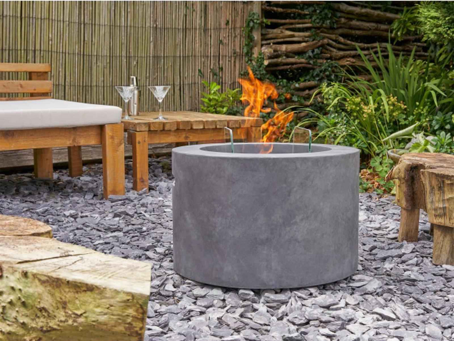 Field & Flame Acacia 3kW Bio Ethanol Fire Pit – Concrete Grey