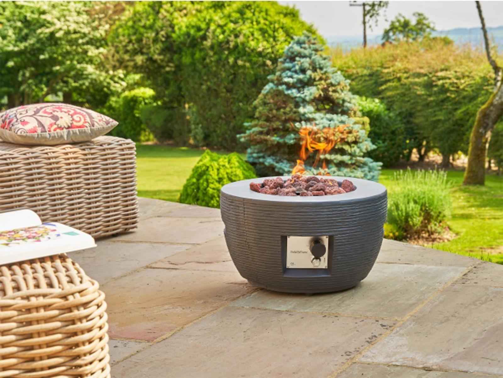 Field & Flame Marilla Gas Fire Pit Grey 13kW Bowl Patio Heater Garden Fire Pit