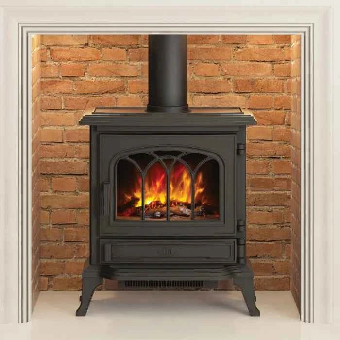 Heslington Freestanding Cast Iron Electric Stove in Matt Black - 2kW
