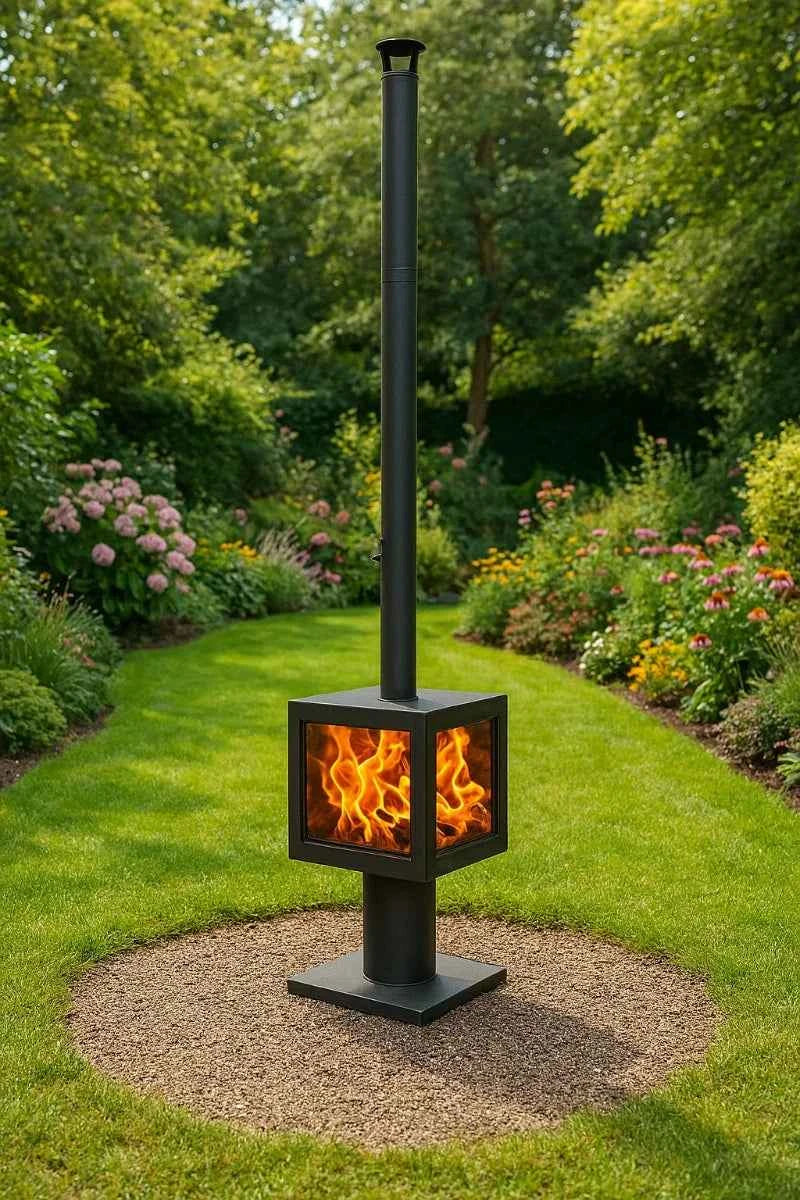 Woodford Garden Stove – Premium Outdoor Wood-Burning Patio Heater with 4-Sided Glass