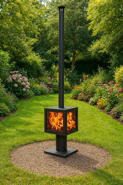 Woodford Garden Stove – Premium Outdoor Wood-Burning Patio Heater with 4-Sided Glass