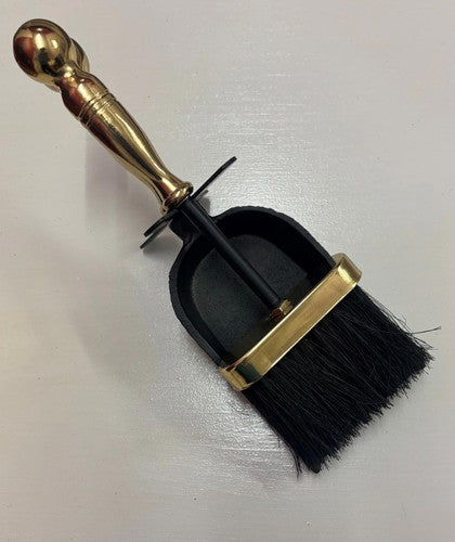 Calfire 30cm Hearth Fireplace Set, Black Brass Cast Iron Shovel & Mild Steel Brush 2-Piece Kit