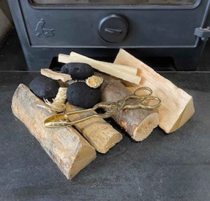 Brass Coal Tongs 26.5cm – Fireplace Tool for Log Burner & Open Fire