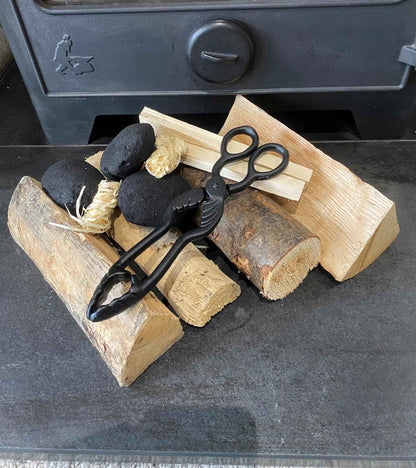 Cast Iron Coal Tongs 26.5cm Black – Fireplace & Log Burner Fireside Tool